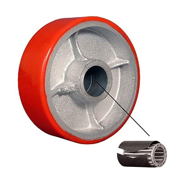 4"x2" Red Polyurethane on Cast Iron Wheel, (1 Piece), 800 lbs Capa